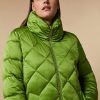 Vetements Marina Rinaldi | Doudoune En Satin Deperlant Olive Verte