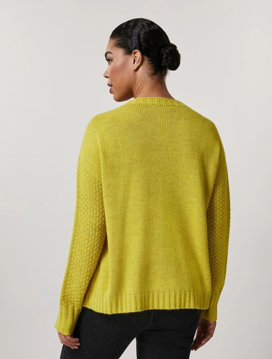 Vetements Marina Rinaldi | Pull En Laine, Viscose Et Alpaga Jaune