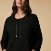 Vetements Marina Rinaldi | Robe En Jersey Avec Empiecement En Tricot Noir