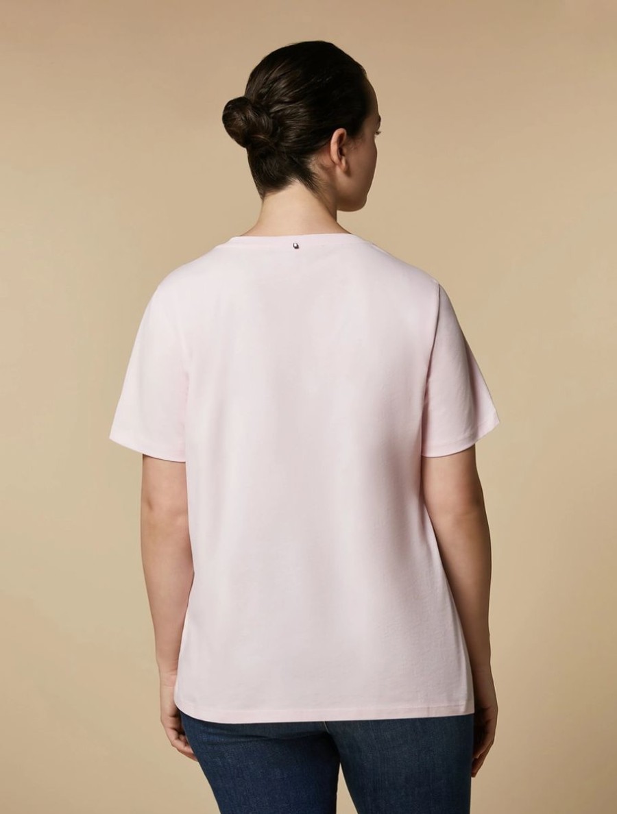 Vetements Marina Rinaldi | T-Shirt En Jersey Orne De Strass Rose