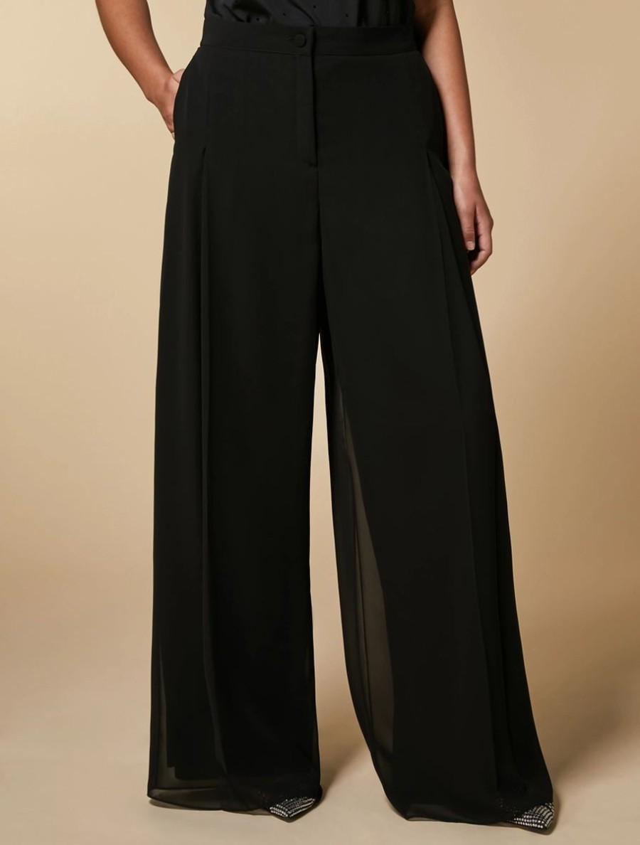 Vetements Marina Rinaldi | Pantalon En Crepe Georgette Noir