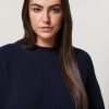 Vetements Marina Rinaldi | Pull En Laine Et Cachemire Marine Fonce