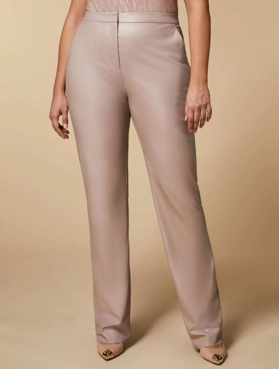 Vetements Marina Rinaldi | Pantalon En Cuir Nappa Stretch Rose