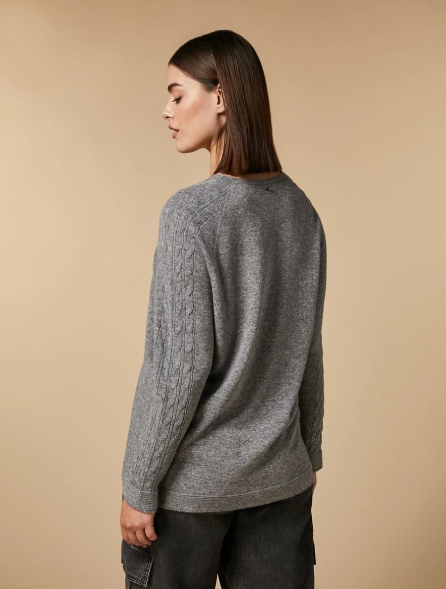 Vetements Marina Rinaldi | Pull En Cachemire Melange Gris Moyen