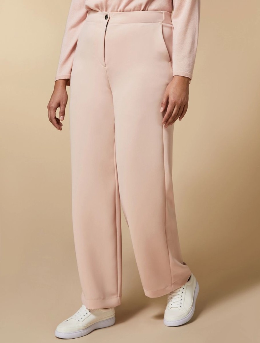 Vetements Marina Rinaldi | Pantalon En Tissu Fluide Rose