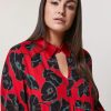 Vetements Marina Rinaldi | Robe Chemisier En Serge De Viscose Rouge