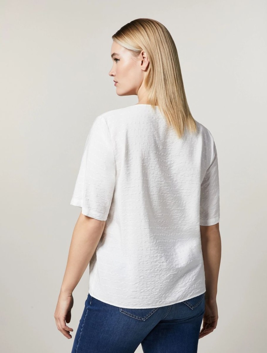 Vetements Marina Rinaldi | Top Fluide En Jacquard Blanc