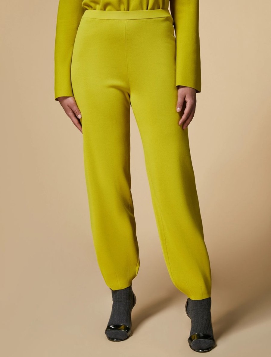 Vetements Marina Rinaldi | Pantalon De Jogging En Maille Viscose Jaune