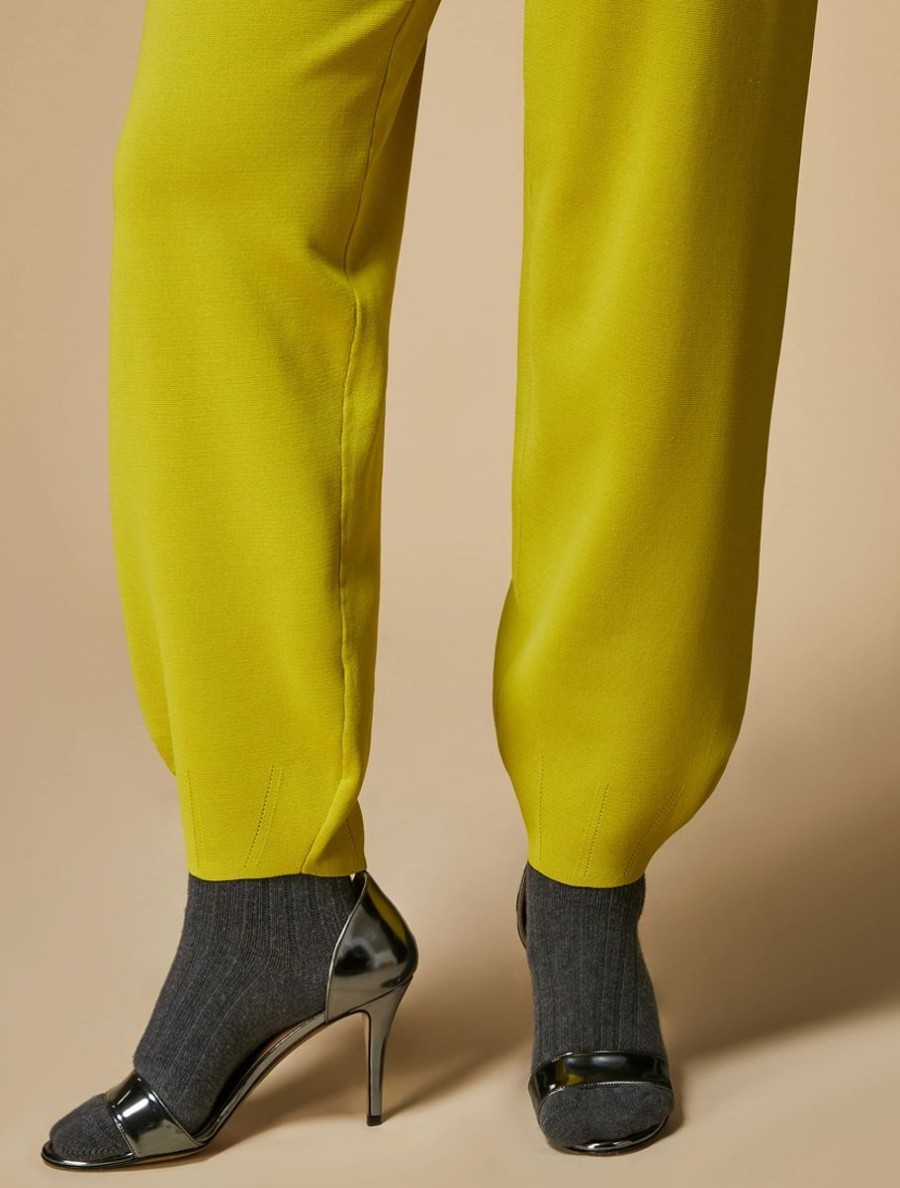 Vetements Marina Rinaldi | Pantalon De Jogging En Maille Viscose Jaune