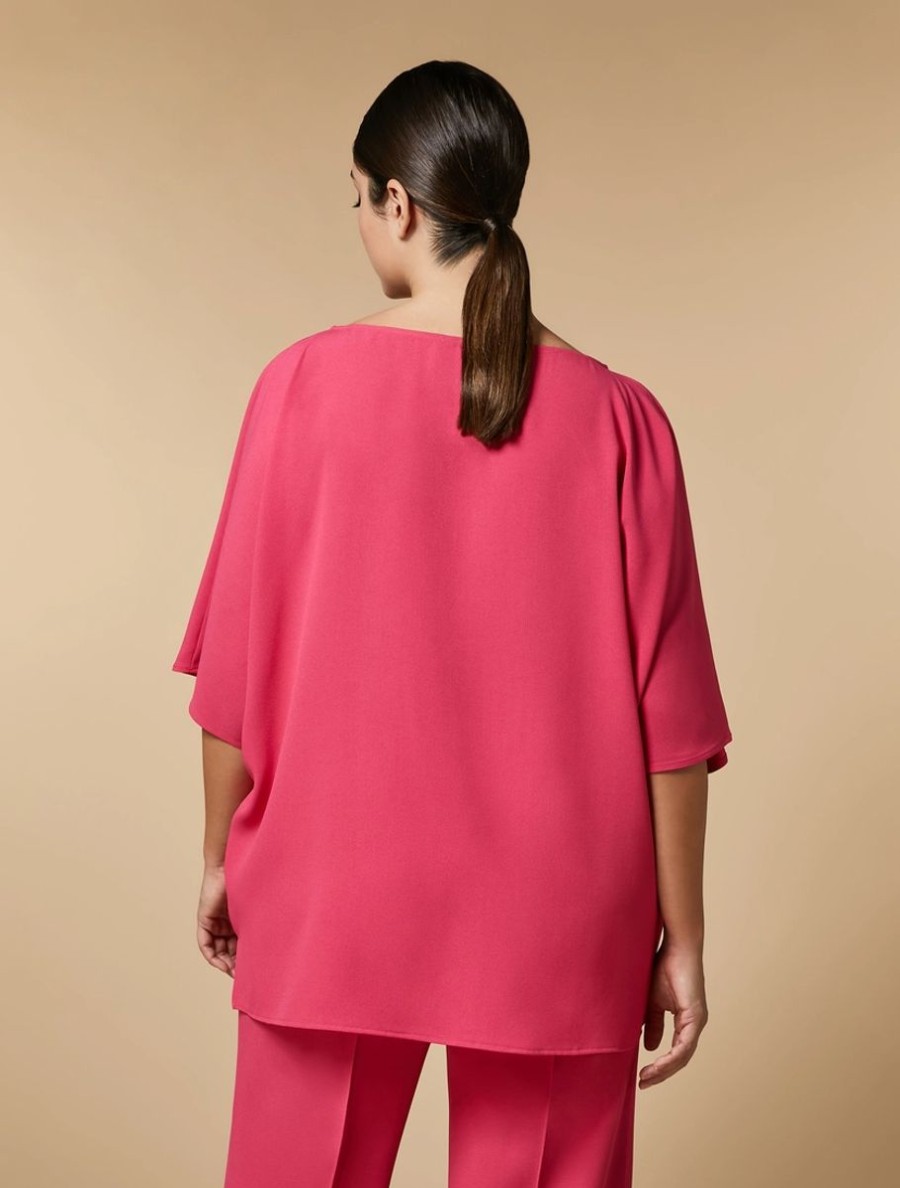 Vetements Marina Rinaldi | Tunique En Crepe Envers Satin Fuchsia