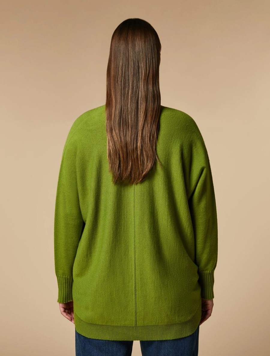 Vetements Marina Rinaldi | Pull En Laine Melangee Olive Verte