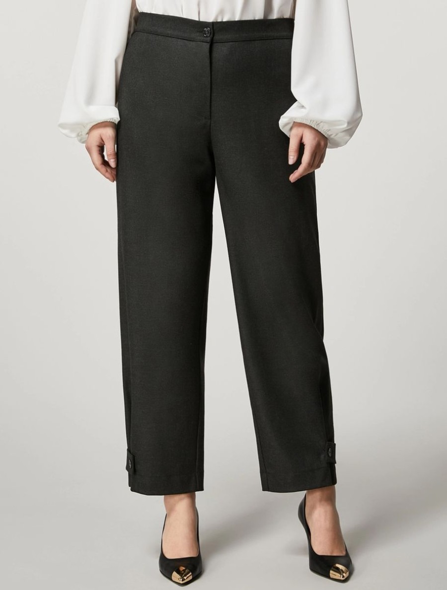 Vetements Marina Rinaldi | Pantalon En Flanelle Stretch Gris Fonce