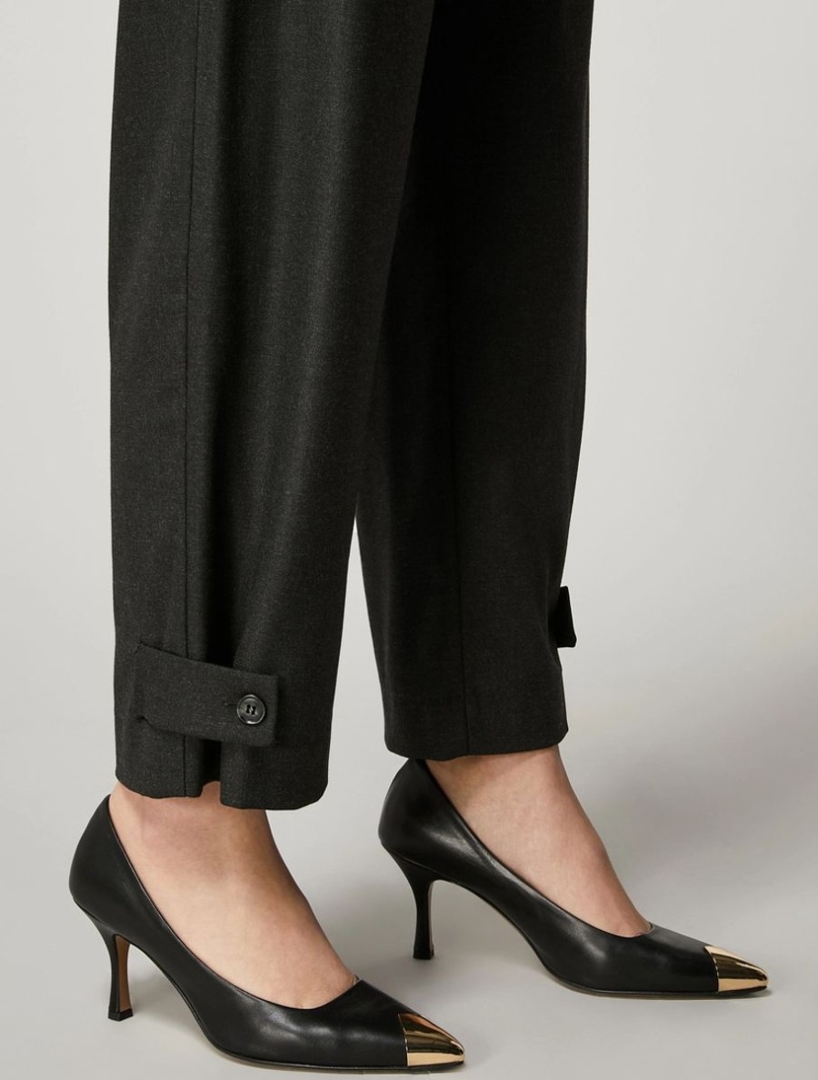 Vetements Marina Rinaldi | Pantalon En Flanelle Stretch Gris Fonce