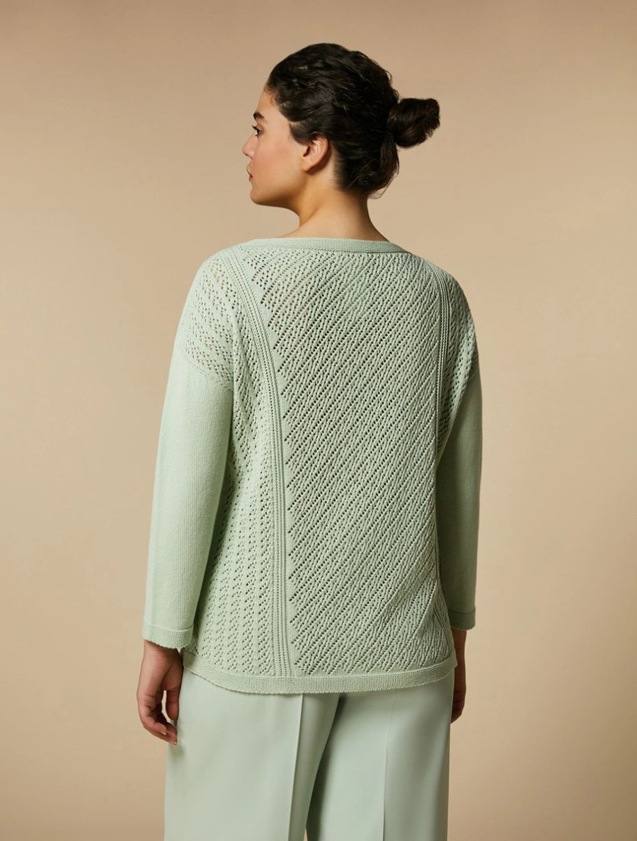 Vetements Marina Rinaldi | Pull En Coton Sans Couture Vert Pastel