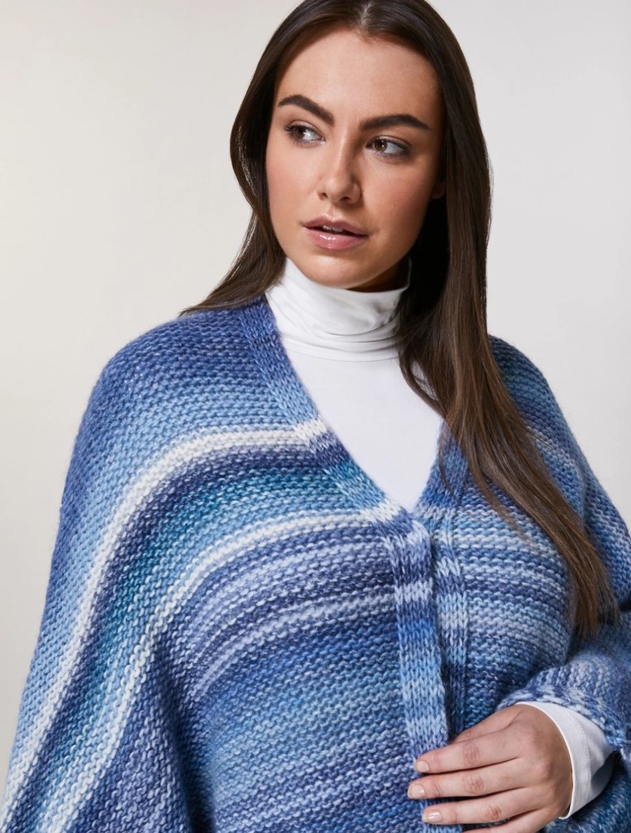 Vetements Marina Rinaldi | Cardigan En Laine Melangee Bleu Ski