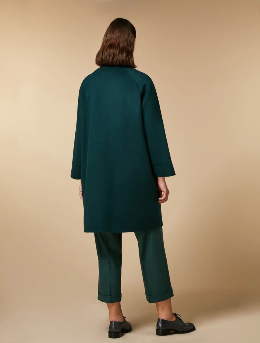 Vetements Marina Rinaldi | Manteau Double Face En Laine Et Cachemire Vert Fonce