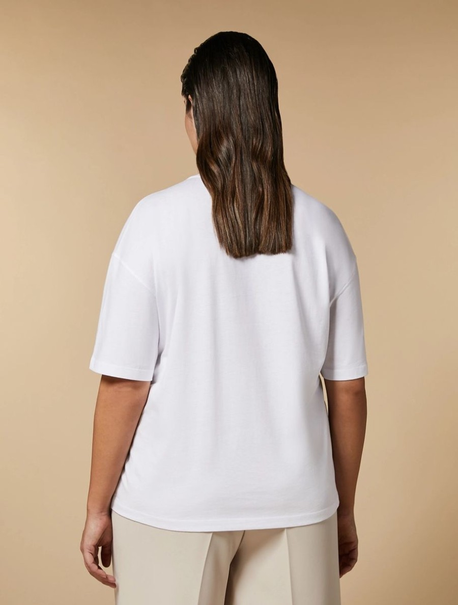 Vetements Marina Rinaldi | T-Shirt En Jersey A Imprime Blanc