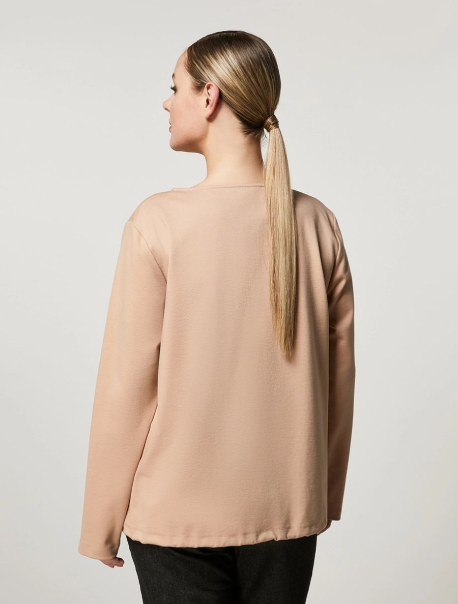 Vetements Marina Rinaldi | Sweat-Shirt En Maille Milano Et Satin Rose