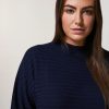 Vetements Marina Rinaldi | Pull En Laine Melangee Marine Fonce