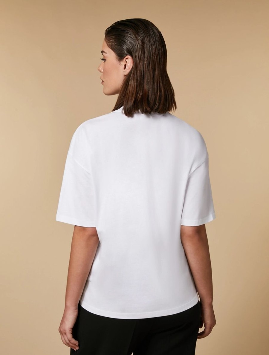 Vetements Marina Rinaldi | T-Shirt En Jersey A Imprime Blanc