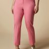 Vetements Marina Rinaldi | Pantalon Slim En Toile Stretch Rose