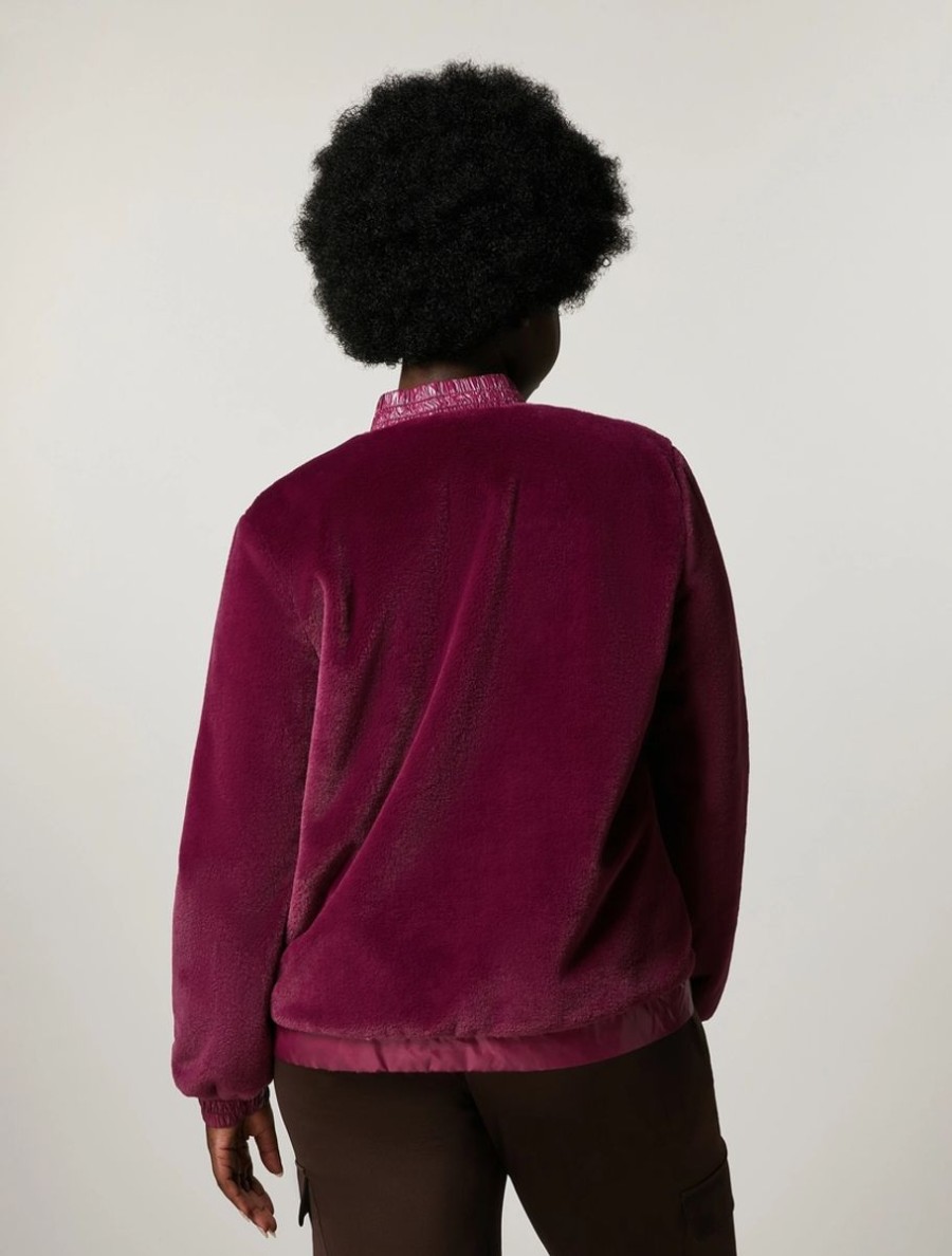 Vetements Marina Rinaldi | Bomber En Fourrure Aspect Lapin Violet