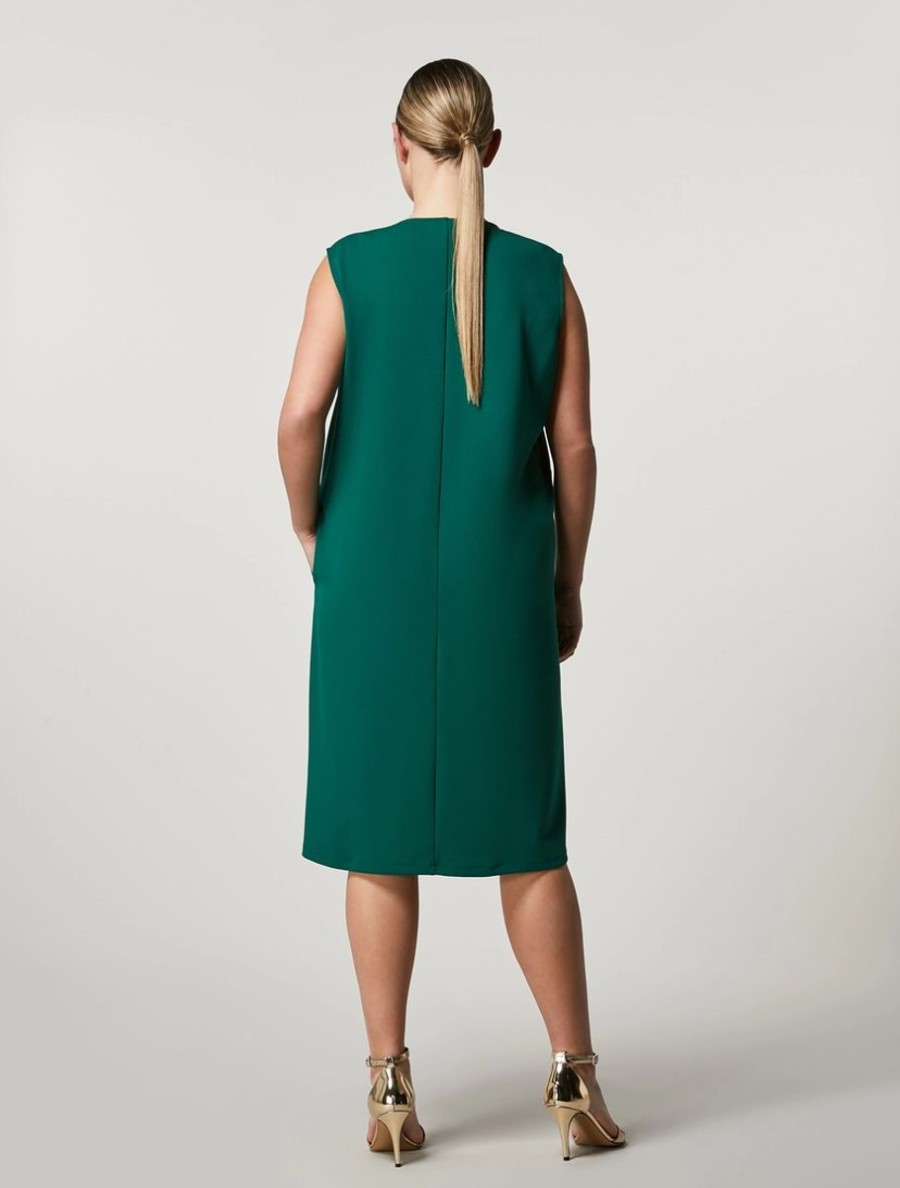 Vetements Marina Rinaldi | Robe En Crepe Jersey Scuba Vert Fonce