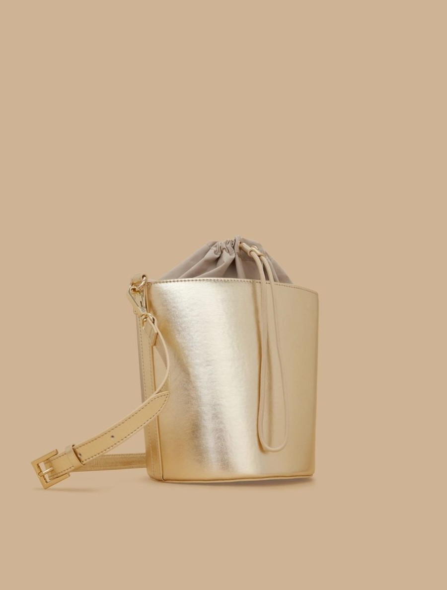 Accessoires Marina Rinaldi | Sac Seau En Tissu Enduit Platine