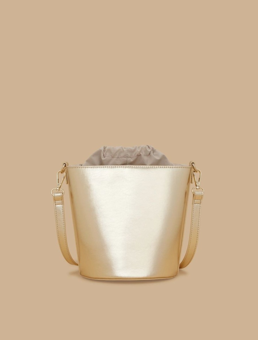 Accessoires Marina Rinaldi | Sac Seau En Tissu Enduit Platine