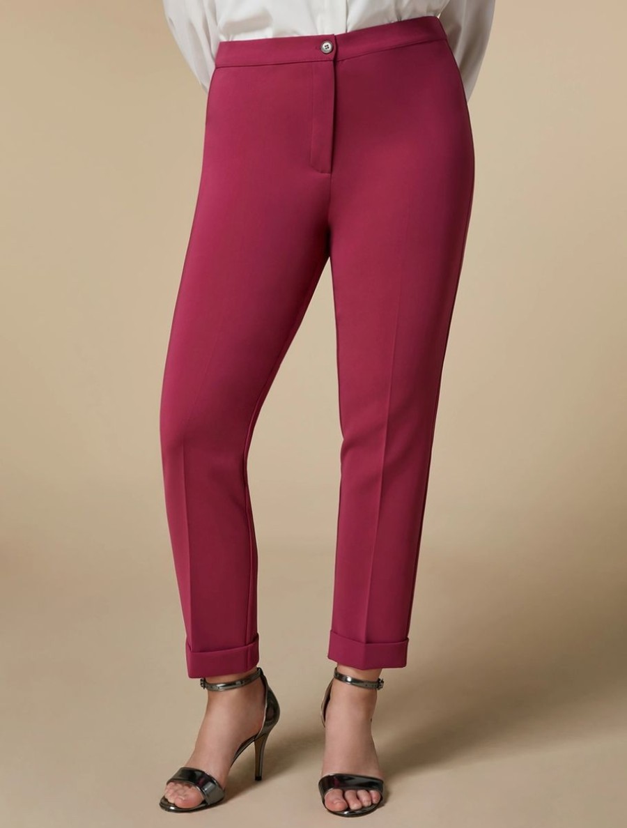 Vetements Marina Rinaldi | Pantalon Slim En Triacetate Fuchsia