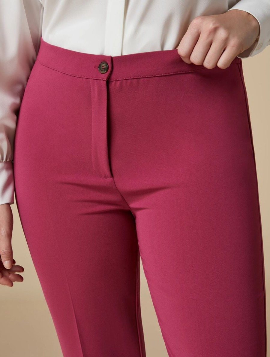 Vetements Marina Rinaldi | Pantalon Slim En Triacetate Fuchsia