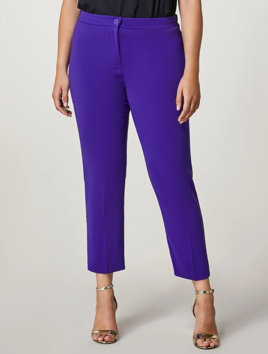 Vetements Marina Rinaldi | Pantalon Fluide En Tissu Stretch Violet