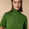 Vetements Marina Rinaldi | Pull Col Polo En Fil De Viscose Vert