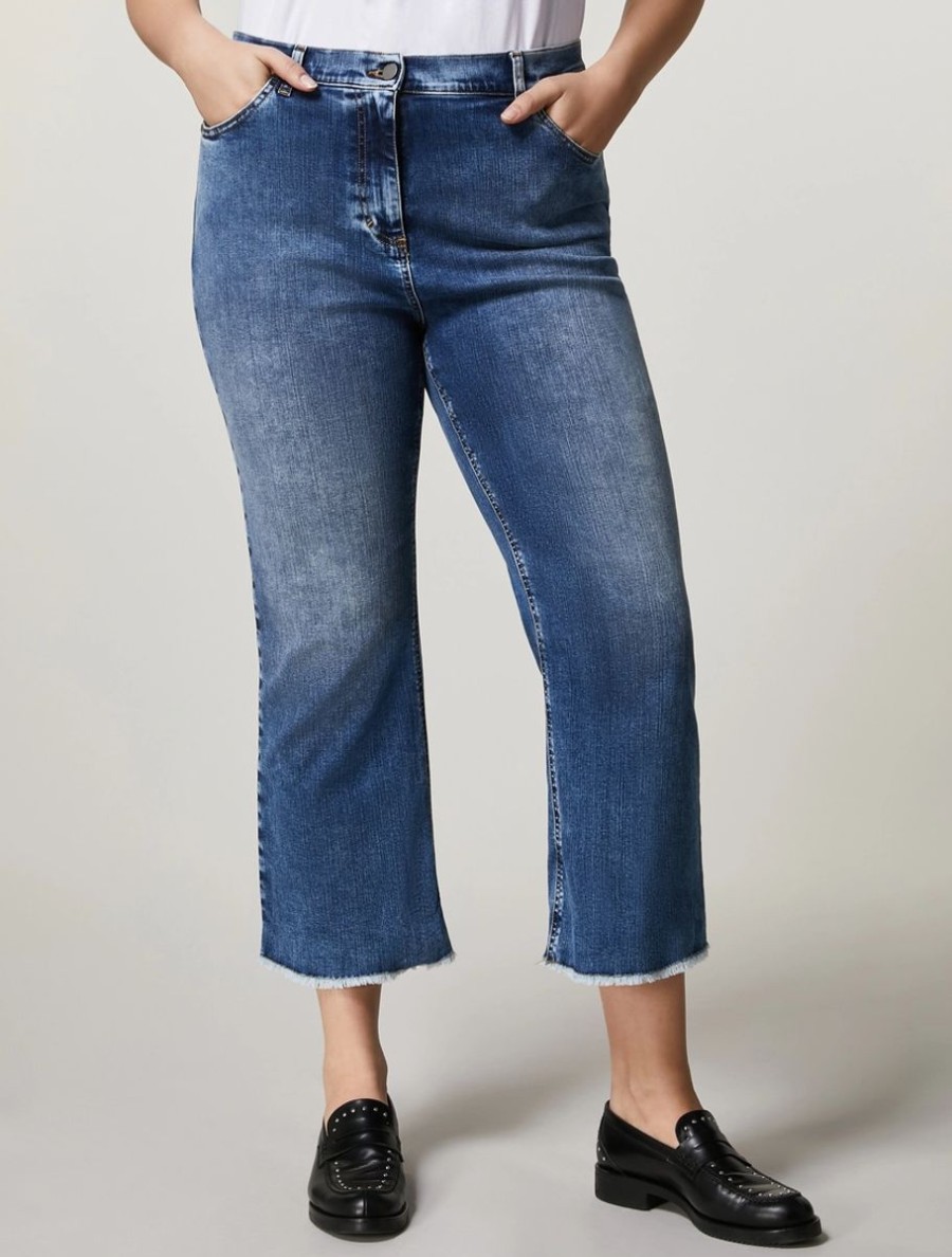 Vetements Marina Rinaldi | Pantalon En Jean Stretch Bleu Ski