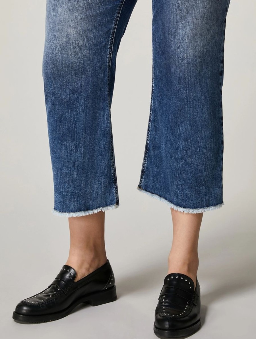 Vetements Marina Rinaldi | Pantalon En Jean Stretch Bleu Ski