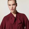 Vetements Marina Rinaldi | Tunique En Crepe De Chine Bordeaux