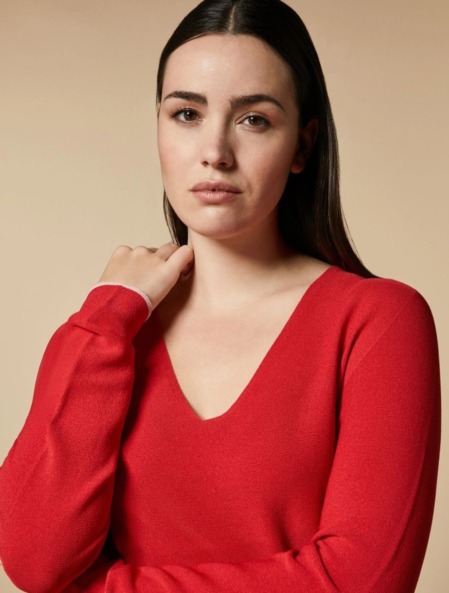 Vetements Marina Rinaldi | Pull En Viscose Rouge