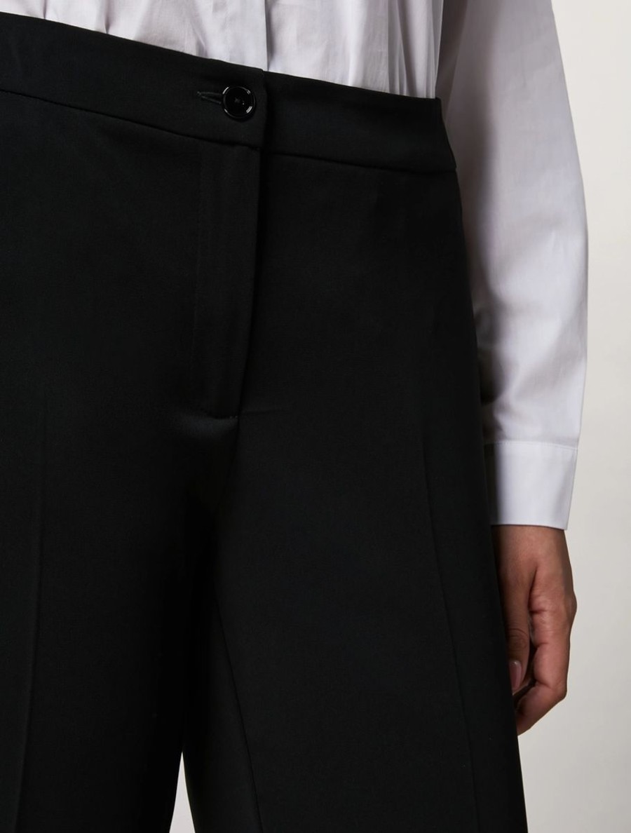 Vetements Marina Rinaldi | Pantalon Fluide En Tissu Stretch Noir