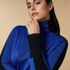 Vetements Marina Rinaldi | Cardigan En Laine Melangee Bleu De Chine