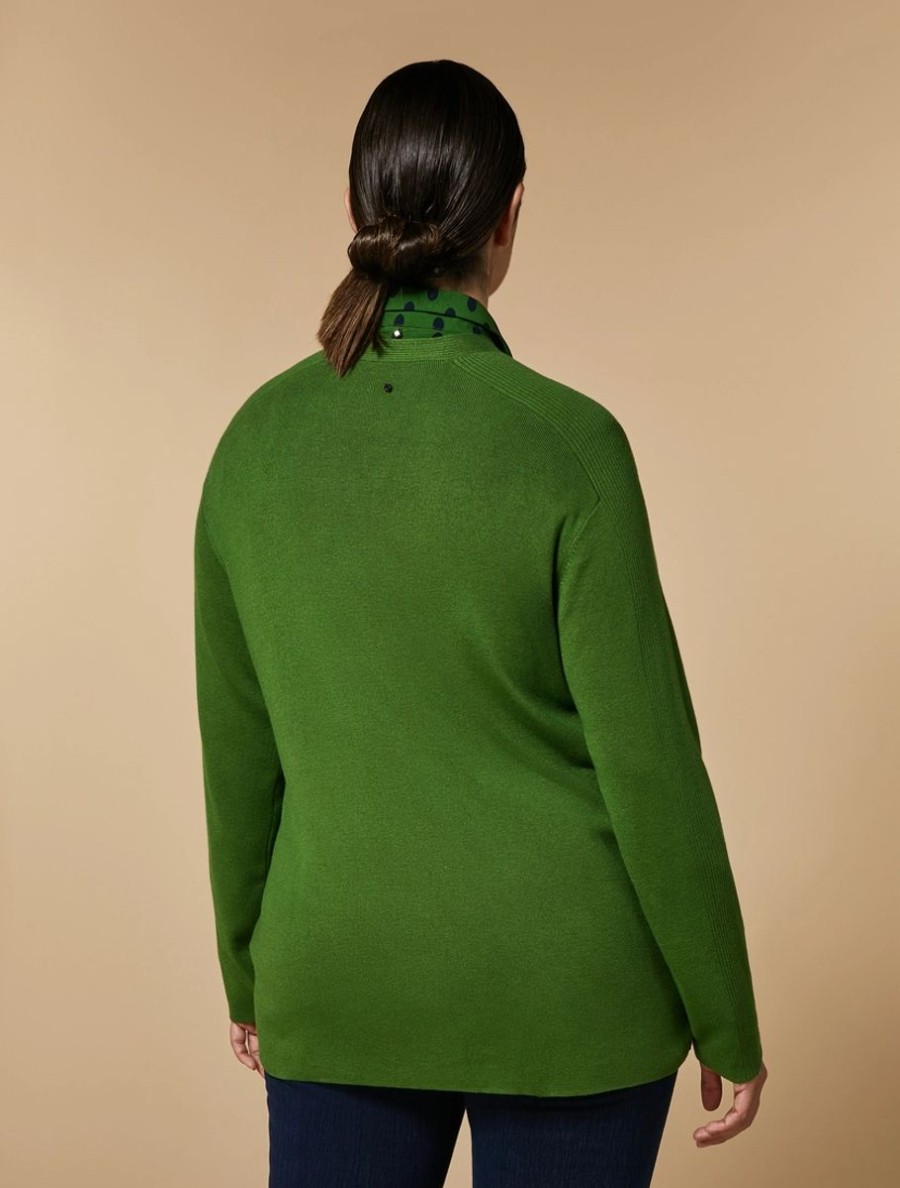 Vetements Marina Rinaldi | Cardigan En Fil De Viscose Vert