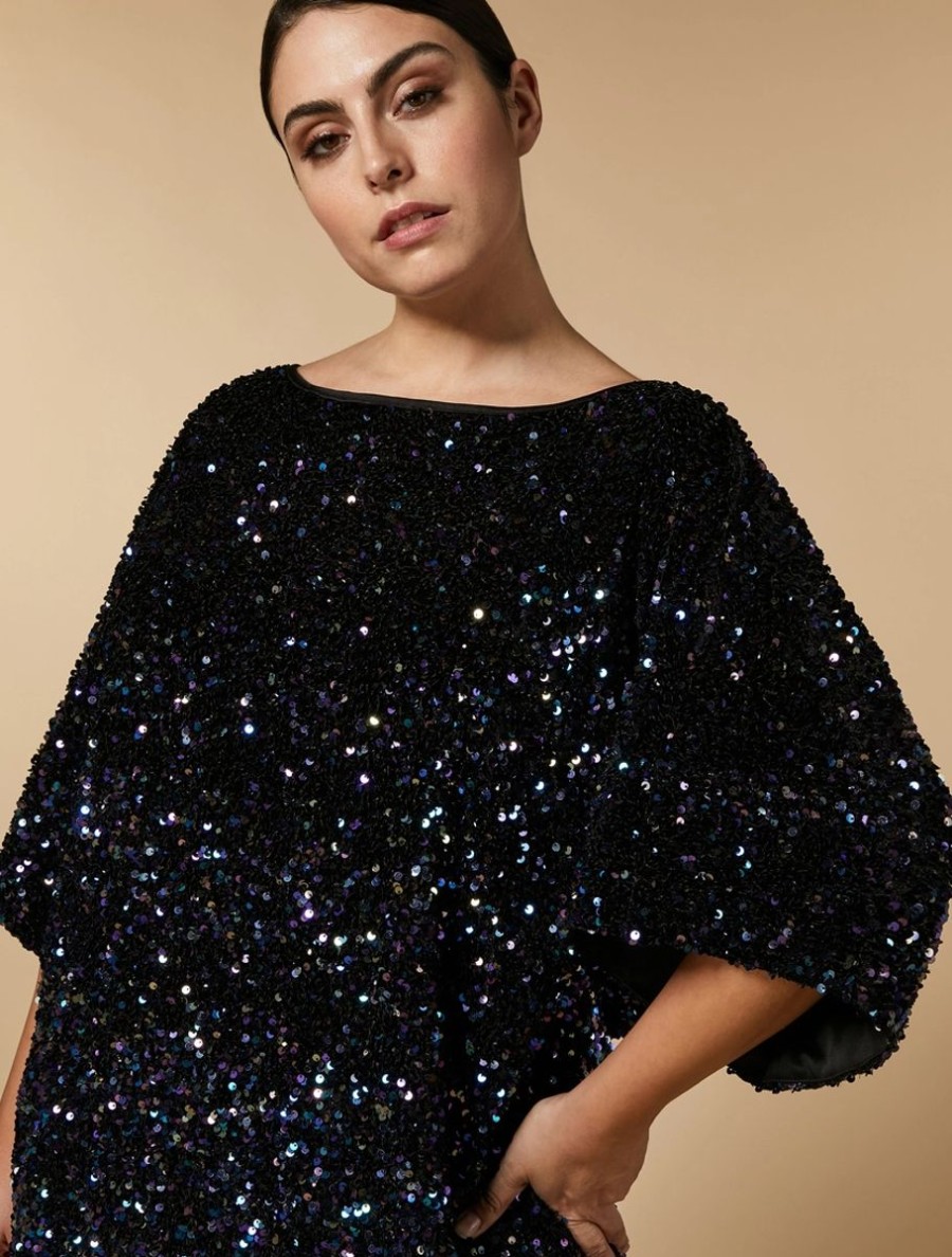 Vetements Marina Rinaldi | Robe A Paillettes Noir