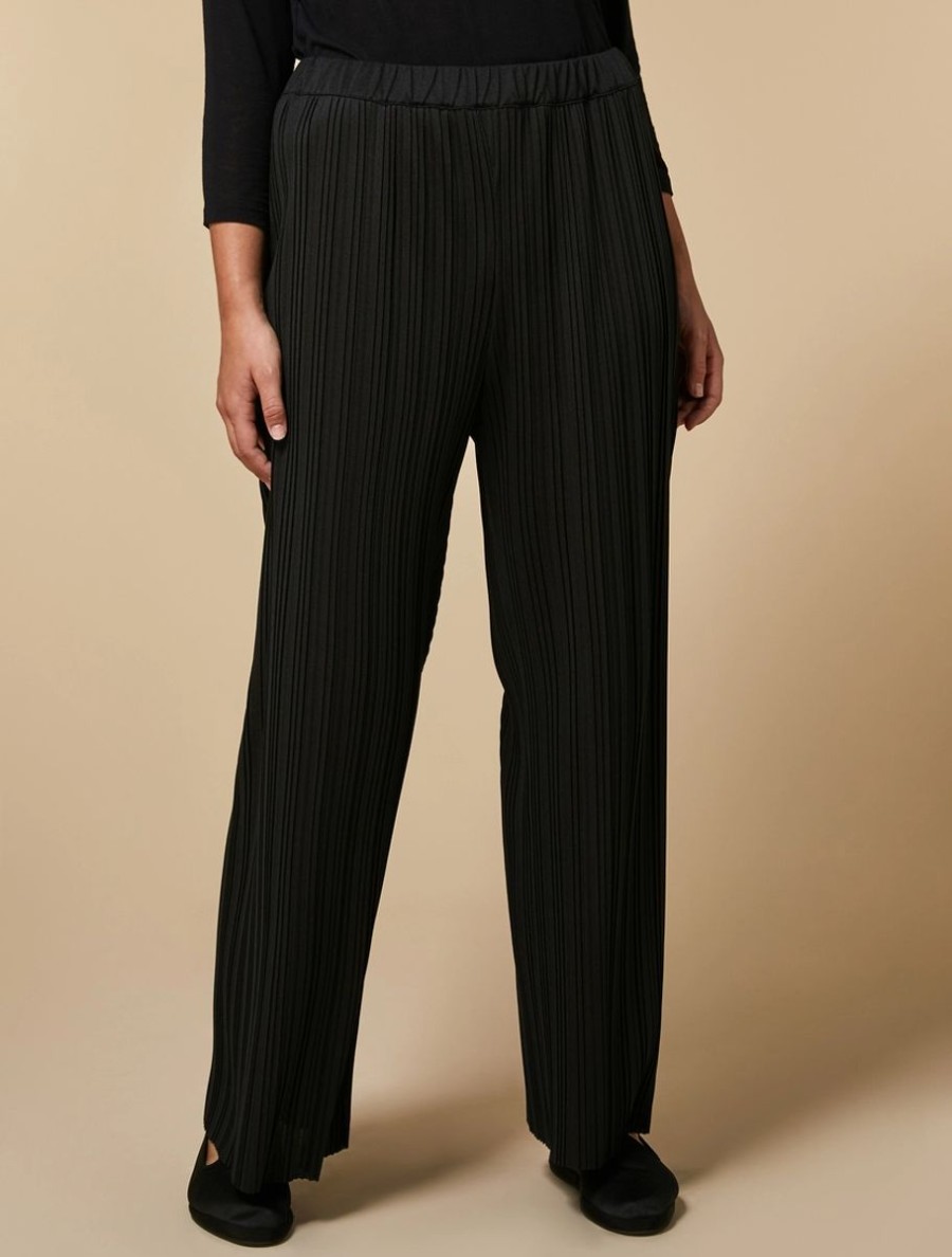 Vetements Marina Rinaldi | Pantalon En Jersey Plisse Noir