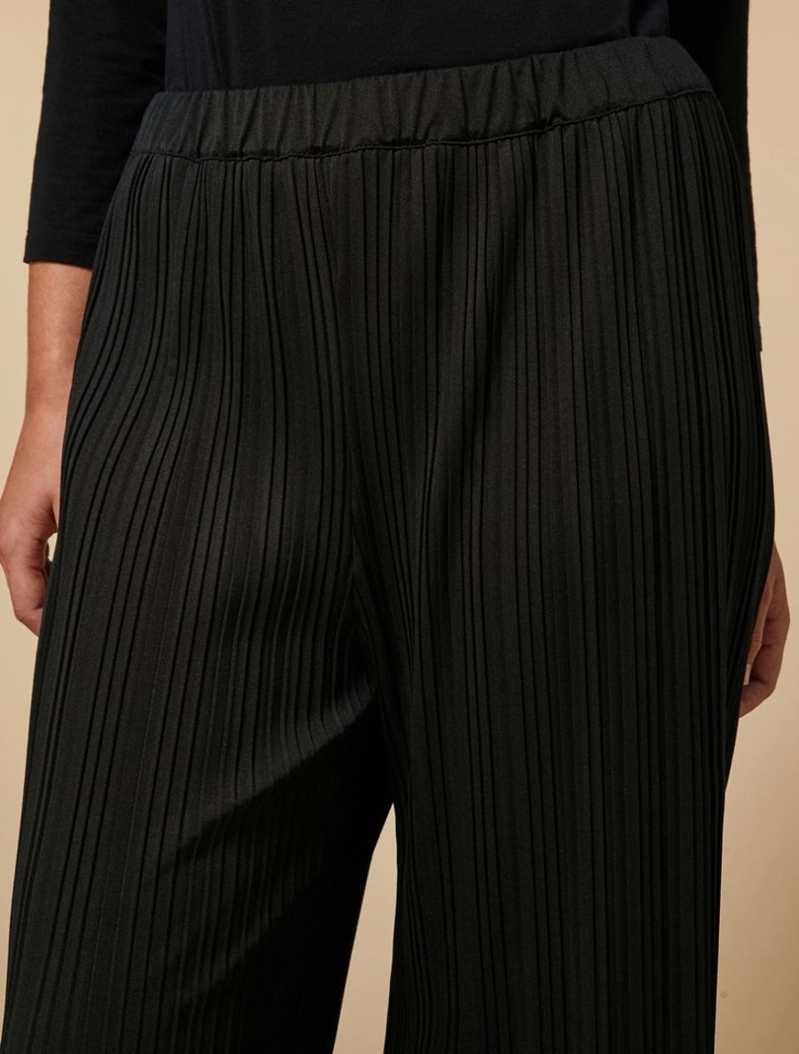 Vetements Marina Rinaldi | Pantalon En Jersey Plisse Noir