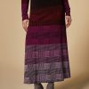 Vetements Marina Rinaldi | Jupe En Maille A Carreaux Prince De Galles Bordeaux