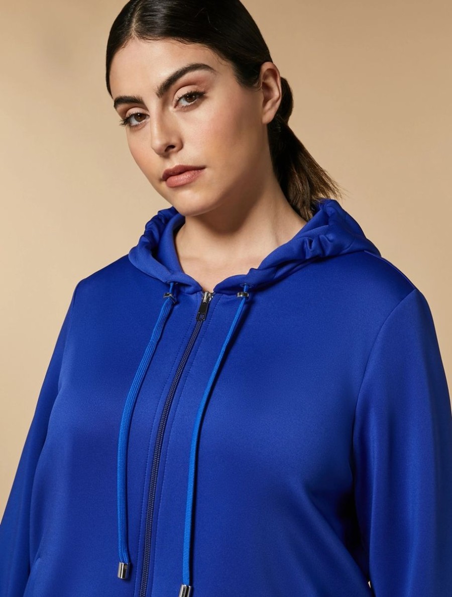 Vetements Marina Rinaldi | Veste En Jersey Scuba Bleu De Chine