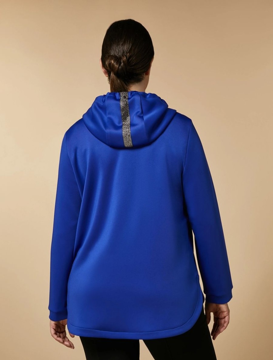 Vetements Marina Rinaldi | Veste En Jersey Scuba Bleu De Chine