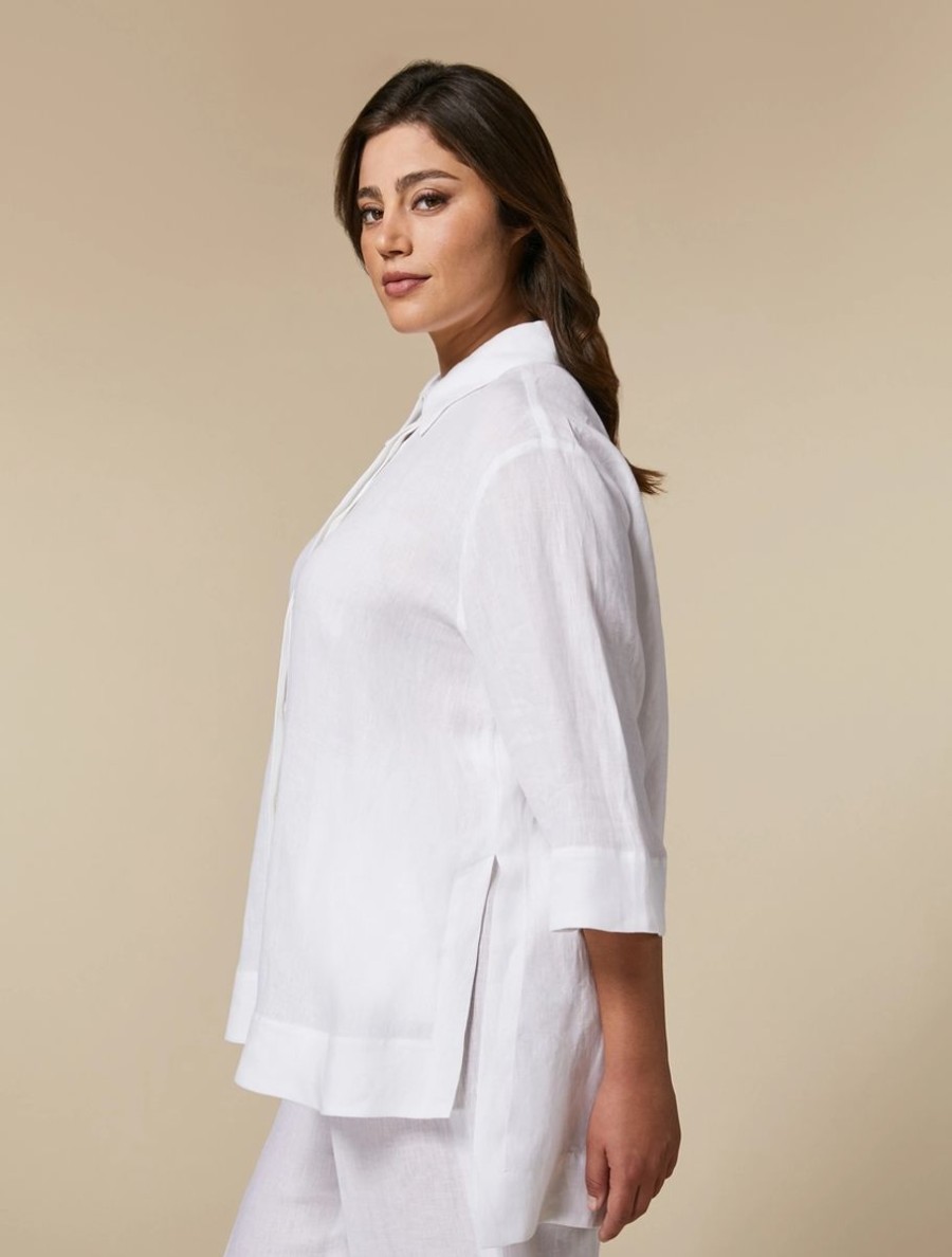 Vetements Marina Rinaldi | Chemise En Lin Leger Blanc