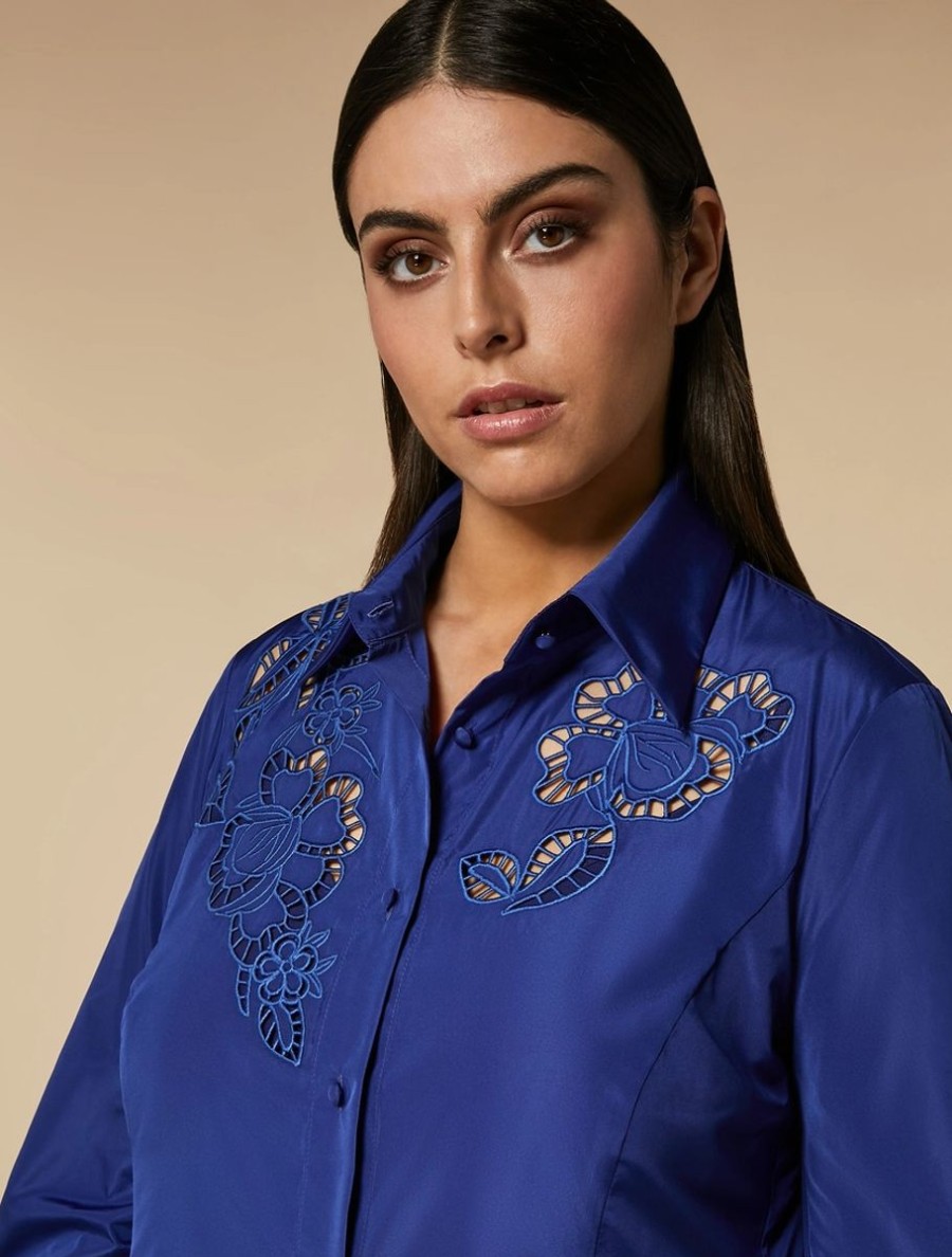 Vetements De Ceremonie Marina Rinaldi | Robe Chemise En Taffetas Bleuet