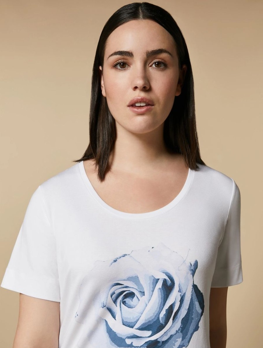 Vetements Marina Rinaldi | T-Shirt En Jersey De Viscose Blanc Optique