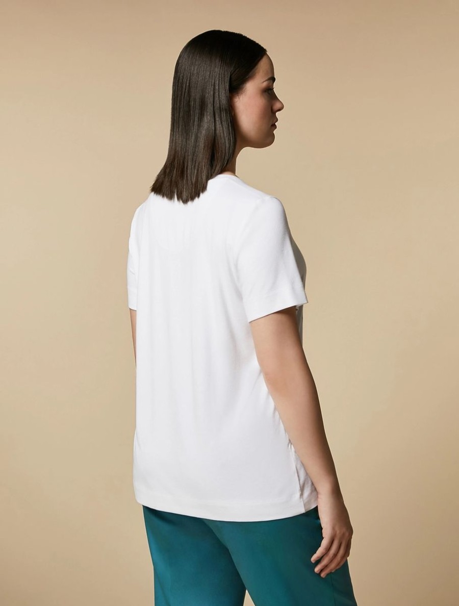 Vetements Marina Rinaldi | T-Shirt En Jersey De Viscose Blanc Optique